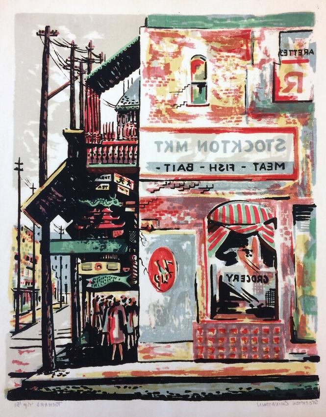 理查德·叶，斯托克顿唐人街，1951年，彩色还原印刷